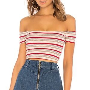 Privacy Please Striped Crop Top Size Small